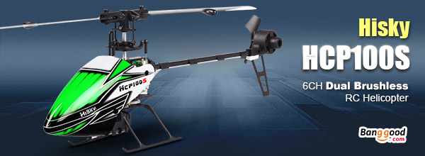 5% OFF Hisky HCP100S 6CH 2.4Ghz Dual Brushless Flybarless RC Helicopter BNF by HongKong BangGood network Ltd.