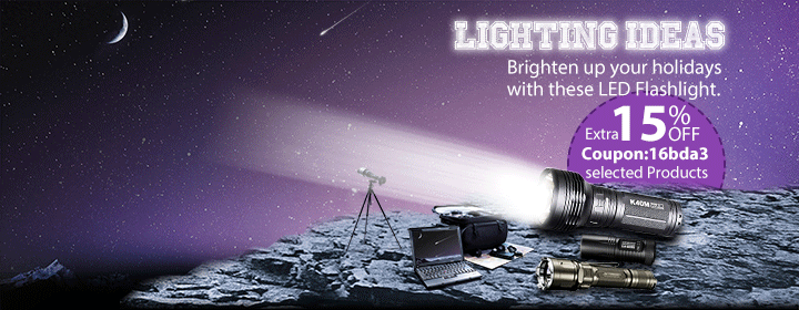 Redeem Extra 15% OFF for LED Flashlights Via Coupon Code: 16bda3 by HongKong BangGood network Ltd.