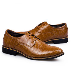 Мужчины кожа британец случайный бизнес Classic зашнуровать обувь Оксфорда