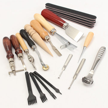 Wood Handle Leather Craft Tool Kit Leather Sewing Tool