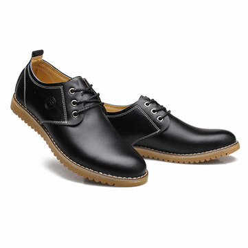 Men Casual Flat Breathable Leather Shoes