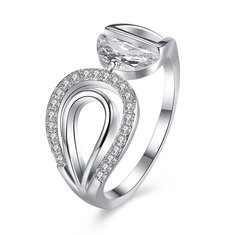 INALIS Platinum Plated Ring Rhinestones Love Gift Jewelry Finger Rings