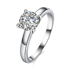 INALIS Zircon Platinum Plated Engagement Wedding Rings