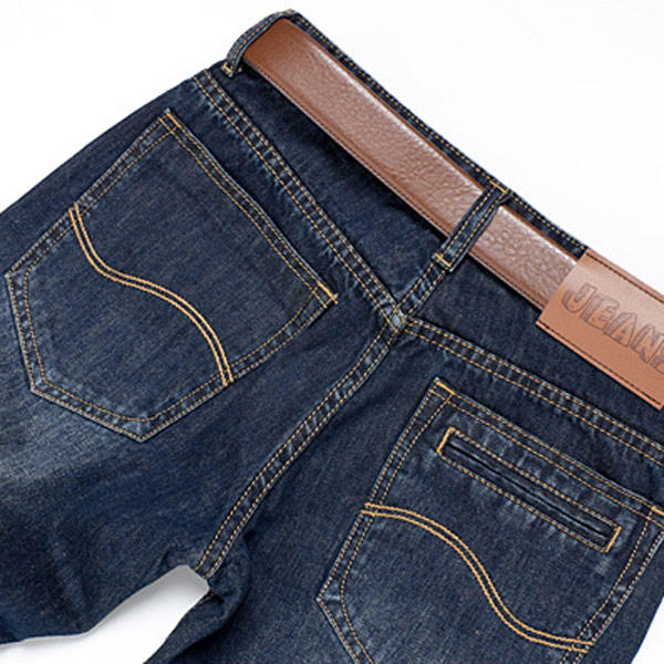 Men's Cotton Straight Jeans Fashion Dark Blue Acid Washed Jeans - US$23 ...