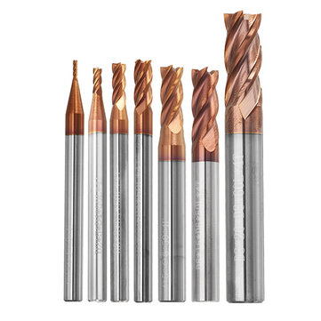  Drillpro 1-8mm 4 Flutes Tungsten Carbide HRC55 AlTiN Coating End Mill Cutter