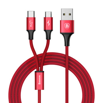 Baseus 2 in 1 Type C Micro USB Data Sync Charging 1.2M Cable for Samsung S8 Xiaomi 6 Letv