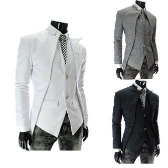 Mens Casual Slim Fit Asymmetric Suits Trench Coats - US$28.99 sold out