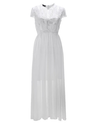 Vintage Classic Lace Elegant One-piece Chiffon Long Dress - US$17.99